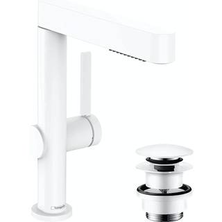 hansgrohe Finoris 230 håndvaskarmatur med udtræk og push-open bundventil, mat hvid