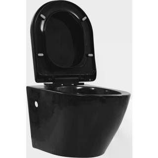væghængt toilet uden kant keramik sort