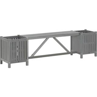 havebænk med 2 plantekasser 150x30x40 cm massivt akacietræ