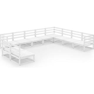 Loungesæt Til Haven 10 Dele Massivt Fyrretræ Gyldenbrun - Sort / Nej