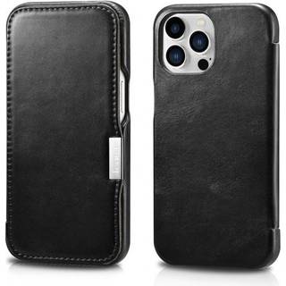 iPhone 13 Pro Max - ICARER Vintage handmade ægte læder cover - Sort