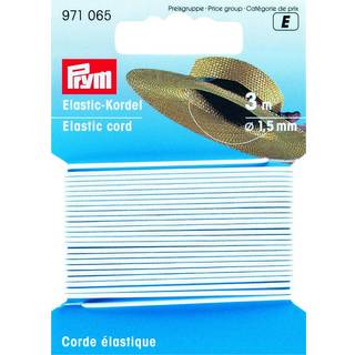 Prym Elastik Rund, Hvid, 1,5 mm Elastisk gummisnor til hatte, masker, bukselinninger og meget mere Diameter: 1,5 mm Kan vaskes op til 40 grader Celsius, velegnet til tørretumbler.