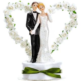 Topfigur Par med blomster hjerte, 16 cm