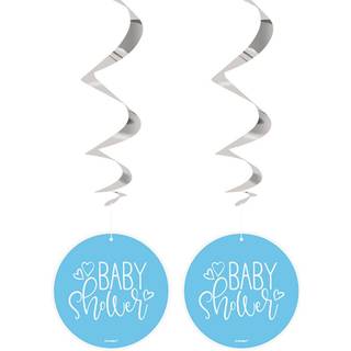 Babyshower spiraler lyseblå - 3 stk.