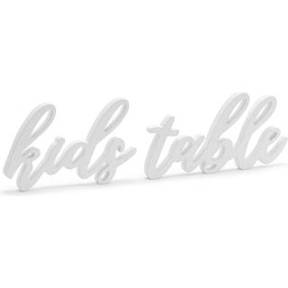 Træskilt Kids table - hvid 38x10cm