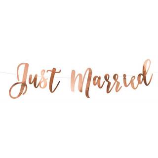 Bryllupsbanner "Just Married" Rose Guld 20 x 77 cm – Skab magi på den store dag