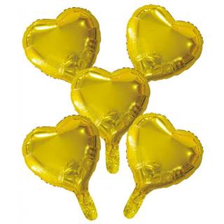 Guld folieballon hjerter, 5 stk