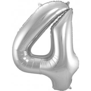 4 Formet Nummer Folieballon (Sølv, 86 cm)