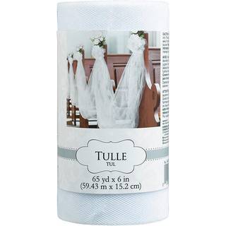 Elegant White Tyl Spool - 6 """" X 65 meter 1 stykke - Perfekt dekoration til bryllupper Engagementer og jubil?er