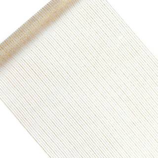 1 stk. Hvid organza med guld brokade print, mål: 0.48 x 9 meter, elegant og holdbart design