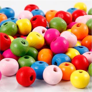 Assorterede Træperler 8 mm - 16g til DIY Smykker