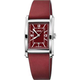 ORIS Rectangular armbåndur, rød skive med rød læderrem -25,5x38mm