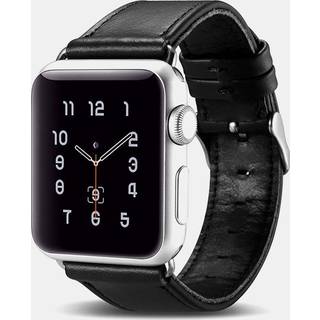 Apple Watch 9/8/7/6/5/4/3/2/1/SE - 45/44/42mm / Watch Ultra / Ultra 2 - ICARER Vintage ægte læder rem - Sort
