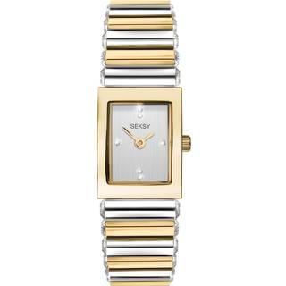 Seksy Edge Quartz Silver Dial Two Tone Stainless Steel Bracelet Ladies Watch 2865