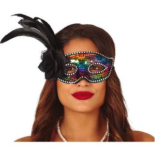 Maske m/pailletter, regnbue