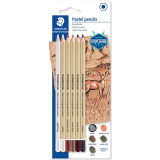 STAEDTLER mars lumograph pastelblyanter, 6 stk Sættet indeholder 5 stk blyanter med forskellige farver samt en blyant, der kan bruges til at lysne andre farver.