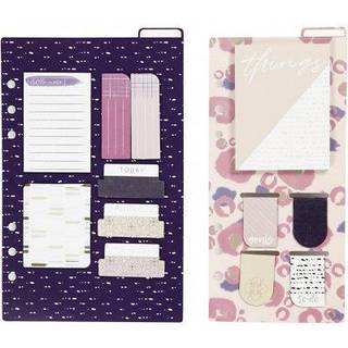 Sticky Notes & Bogmærker - Guld, Lilla, Rosa, 2 Ark