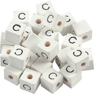 Hvide Bogstavperler C, 25 stk. til Smykkefremstilling