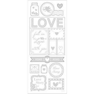 Sølvfolie Kærligheds-Stickers 10x24 cm - 1 Ark