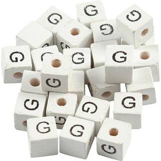 Hvide Bogstavperler G - 25 stk. 8x8 mm