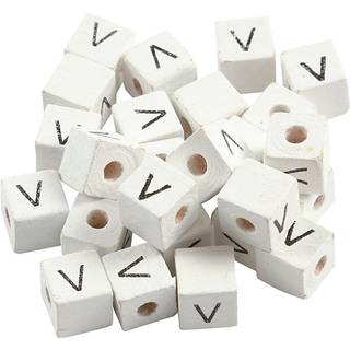 Hvide Bogstavperler V - 25 stk. til Kreative Projekter