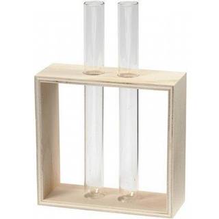 Elegant reagensglasholder i lyst træ - 2 glas