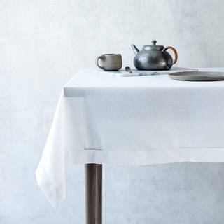 Langkilde & Søn - Hvid dug med hulsøm - 140 x 340