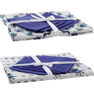Duk og servietter DKD Home Decor Blå Hvid 150 x 150 x 0,5 cm (2 enheder)