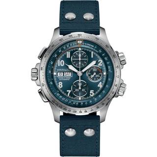 Hamilton Khaki Aviation X-Wind Automatic Chrongraph Blue Dial Blue Canvas Strap Men's Watch H77906940