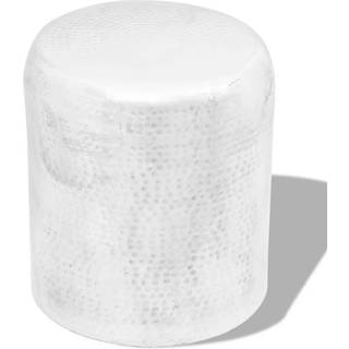 taburet/sidebord hamret aluminium sølvfarvet