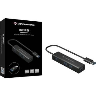 Conceptronics Conceptronic HUBBIES06B - hub - 4 ports USB hub - USB 3.2 - 4 ports - Sort