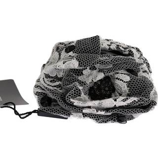 Dolce & Gabbana Elegant Black & White Floral Lace Crystal Hair Claw