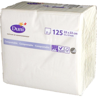 Duni frokostserviet 2-lags 1/4 fold 33x33cm nyfiber hvid