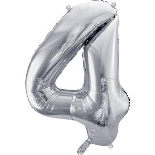 1 stk. Folieballon Tal 4 Sølv Stor Helium – Perfekt til Fest & Jubilæum 86 cm