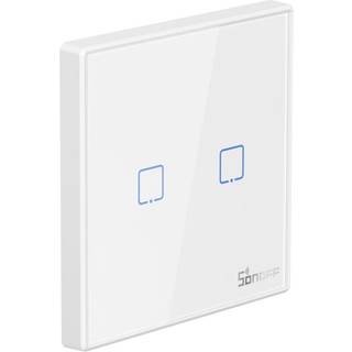 Sonoff - Intelligent Trådløs Vægkontakt T2EU2C-RF 433MHz (2-kanals) - Hvid