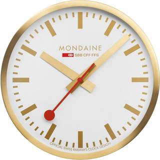Mondaine Wall Clock White Dial Gold Case 25cm A990.CLOCK.18SBG