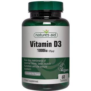 Natures Aid - Vitamin D3 1000 IU Vegan, 60 tabletter