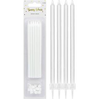 12 stk Kagelys 14 cm hvid