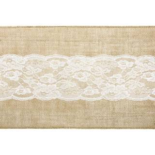 2,75 Meter Jute bordløber med blonder 28 cm bred