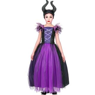 Lilla-sort heksekostume - størrelse 128 cm