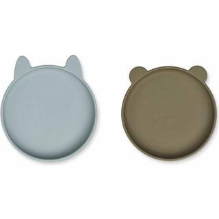 Liewood Blue Fog/khaki Mix Tallerken Olivia Silikone (2-pak)
