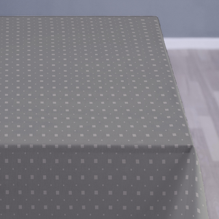 Damaskdug fra SØDAHL - SQUARES GREY RUND Ø160 cm.