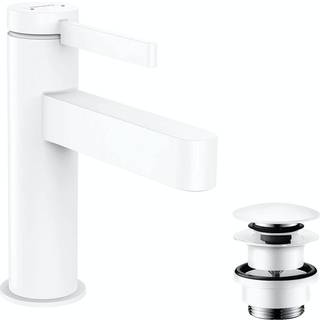 hansgrohe Finoris 100 håndvaskarmatur med push-open bundventil, mat hvid