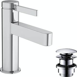Hansgrohe Finoris 100 håndvaskarmatur med push open bundprop i krom