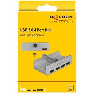 DeLOCK External USB 3.0 4 Port Hub with Locking Screw USB hub - 4 ports - Sølv
