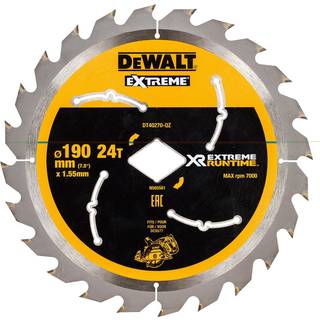 Rundsavsklinge til træ DeWalt DT40270; 190 mm; T24