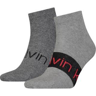 2 Pack Logo Ankle Socks - Calvin Klein - Grey - Men - 39-42 - Grey - EU 39
