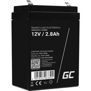 Green Cell AGM VRLA 12V 2.8Ah Batteri til Alarmer, Kassesystemer, legetøj
