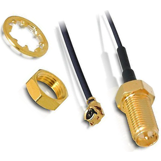 DeLOCK antenna adapter, I-PEX male 90 angled, RP-SMA female, 0,2m
