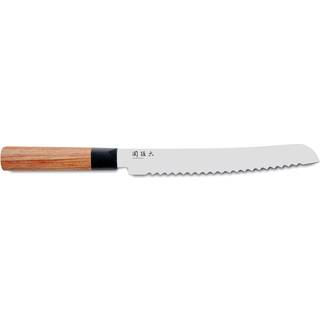 KAI Seki Magoroku Red Wood Brotmesser 22,5 cm - Carbon 1K6 Stahlklinge - Griff Pakkaholz - Braun,Rot,Silber